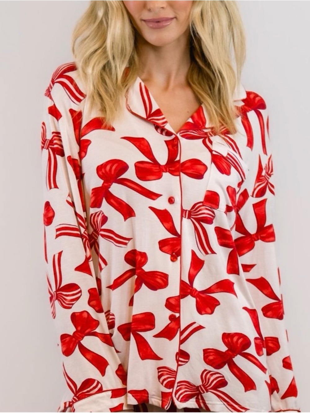 In My Sundays Red Holiday Bow Pajama Set - Small NWT